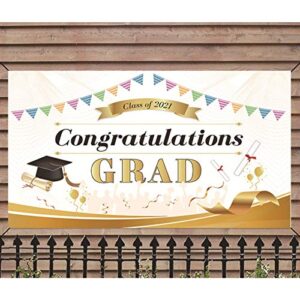 2021 Graduation Background Banner, Graduation Banner Party Curtain, Party Graduation Ceremony Decoration Background, 43.3x70.8 Inches Graduation Ceremony Background (white)