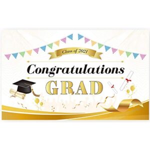 2021 Graduation Background Banner, Graduation Banner Party Curtain, Party Graduation Ceremony Decoration Background, 43.3x70.8 Inches Graduation Ceremony Background (white)