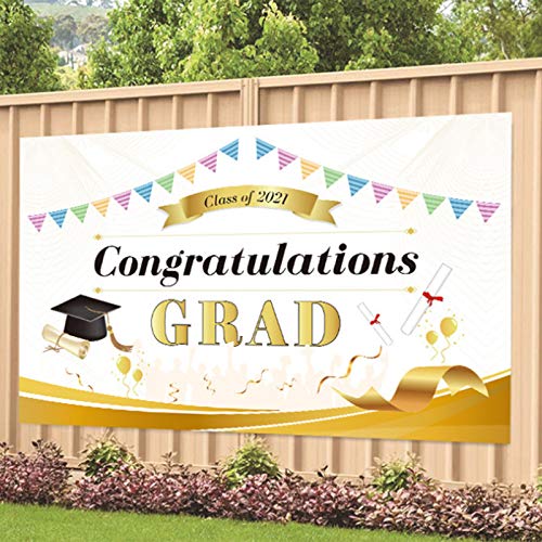 2021 Graduation Background Banner, Graduation Banner Party Curtain, Party Graduation Ceremony Decoration Background, 43.3x70.8 Inches Graduation Ceremony Background (white)