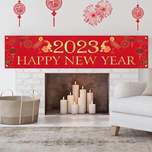 FEPITO 2023 Chinese New Year Decorations Happy Chinese New Year Banner Year of Rabbit Party Banner for Chinese Spring Festival Decorations Indoor Outdoor New Year Party Supplies