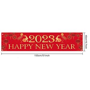 FEPITO 2023 Chinese New Year Decorations Happy Chinese New Year Banner Year of Rabbit Party Banner for Chinese Spring Festival Decorations Indoor Outdoor New Year Party Supplies