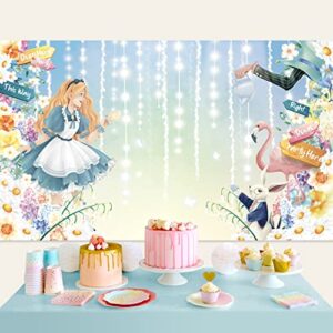 5×3 ft alice in wonderland backdrop for girls birthday party decorations floral tea party easter bunny banner background for birthday party supplies