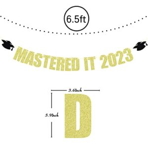 Mastered It 2023 Banner, Masters, Happy Master Degree, Glittery Class of 2023 Graduation Party Decorations Supplies