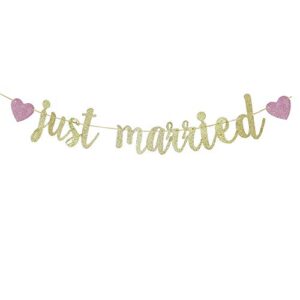 just married banner-romantic wedding sign,bridal shower engagement bunting photo booth props.