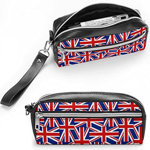 British Flag Pattern Pen Pouch Makeup Organizer Cosmetic Handbag with Lanyard Large Capacity Bag Portable Gift for Office Travel