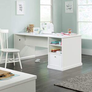 Sauder Craft Pro Series Craft Table, White Finish & Craft Pro Series Open Storage Cabinet, White Finish