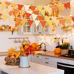 11M/36FT Orange Fall Party Banner Decor Fabric Triangle Pennant Flag Autumn Halloween Thanksgiving Bunting Garland Streamer Orange Cloth Outdoor Garden Hanging Banner