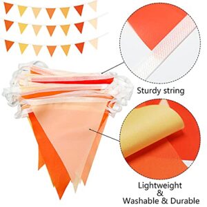 11M/36FT Orange Fall Party Banner Decor Fabric Triangle Pennant Flag Autumn Halloween Thanksgiving Bunting Garland Streamer Orange Cloth Outdoor Garden Hanging Banner