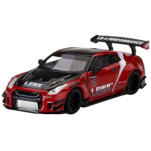 Truescale Miniatures GT-R R35 Type 2 LB Works Rear Wing ver 3 LB Work Livery 2.0 Red Met. & Black w/Stripes Ltd Ed to 3600 pcs 1/64 Diecast Model Car by TSM MGT00345