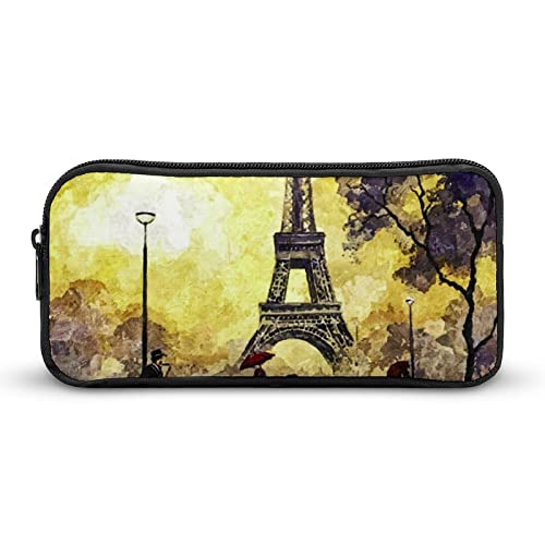 Oil Painting Paris Pencil Case Stationery Pen Pouch Portable Makeup Storage Bag Organizer Gift