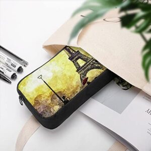 Oil Painting Paris Pencil Case Stationery Pen Pouch Portable Makeup Storage Bag Organizer Gift