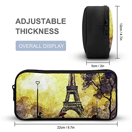 Oil Painting Paris Pencil Case Stationery Pen Pouch Portable Makeup Storage Bag Organizer Gift