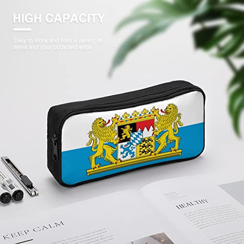 Flag of Free State of Bavaria Pencil Case Stationery Pen Pouch Portable Makeup Storage Bag Organizer Gift