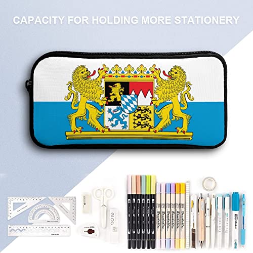 Flag of Free State of Bavaria Pencil Case Stationery Pen Pouch Portable Makeup Storage Bag Organizer Gift