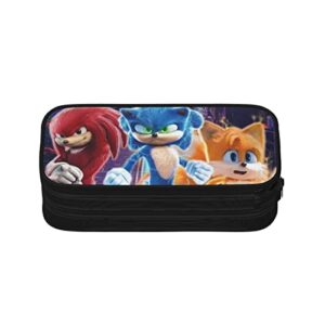 Youth Pencil Case, Cartoon Hedgehog Double Zipper Storage Bag Unisex