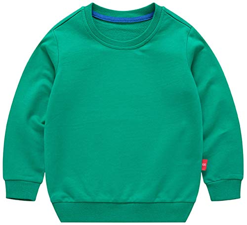 PTPUKE Toddler Boys Girls Solid Cotton Thin Sweatshirt Crewneck Long Sleeve top Green