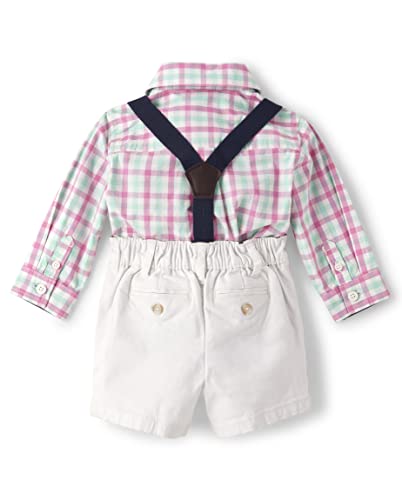 Gymboree,Long Sleeve Bodysuit and Chino Shorts Set,Tea Plaid/White,9-12 Months