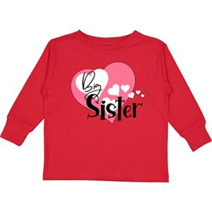 inktastic big sister with hearts toddler long sleeve t-shirt 4t red 41a25