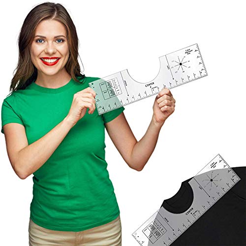 MoccoRayla Tshirt Ruler Guide for Vinyl, TShirt Rulers to Center Designs, Acrylic TShirt Alignment Ruler Guide Tool for T-Shirt Graphic Sublimation and Vinyl HTV Heat Press Transfer, 18×5 Inch