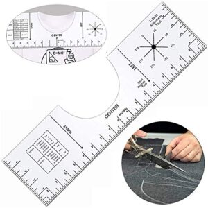 MoccoRayla Tshirt Ruler Guide for Vinyl, TShirt Rulers to Center Designs, Acrylic TShirt Alignment Ruler Guide Tool for T-Shirt Graphic Sublimation and Vinyl HTV Heat Press Transfer, 18×5 Inch