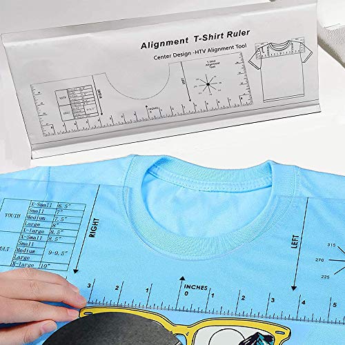 MoccoRayla Tshirt Ruler Guide for Vinyl, TShirt Rulers to Center Designs, Acrylic TShirt Alignment Ruler Guide Tool for T-Shirt Graphic Sublimation and Vinyl HTV Heat Press Transfer, 18×5 Inch