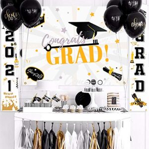Graduation Decorations 2021 Congrats Grad - Graduation Party Supplies - Graduation Banners Outdoor Home Door Porch Signs&Booth Backdrop/Photo Prop-White Gold