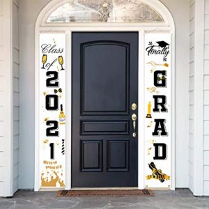 Graduation Decorations 2021 Congrats Grad - Graduation Party Supplies - Graduation Banners Outdoor Home Door Porch Signs&Booth Backdrop/Photo Prop-White Gold