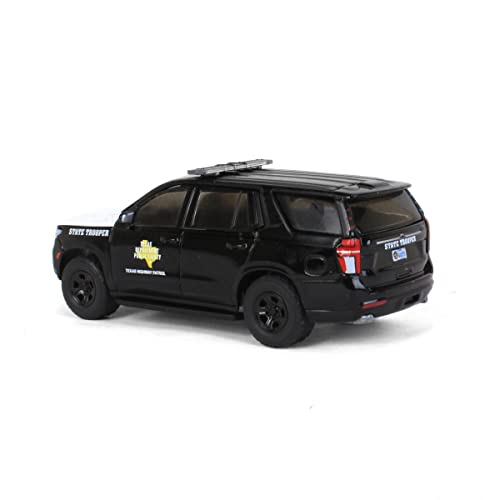 2021 Chevy Tahoe Police Pursuit Vehicle Black with White Hood Texas Highway Patrol Hot Pursuit Series 1/64 Diecast Model Car by Greenlight 30235