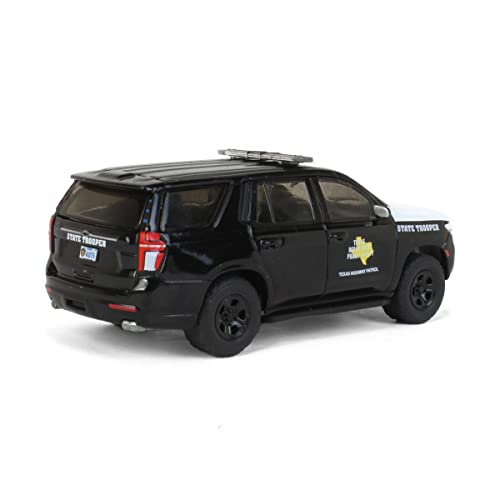 2021 Chevy Tahoe Police Pursuit Vehicle Black with White Hood Texas Highway Patrol Hot Pursuit Series 1/64 Diecast Model Car by Greenlight 30235