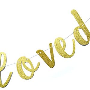 19 Years Loved Banner Sign Gold Glitter for 19th Birthday Party Decorations Anniversary Decor Pre-assembled Bunting Photo Booth Props