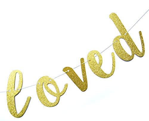 19 Years Loved Banner Sign Gold Glitter for 19th Birthday Party Decorations Anniversary Decor Pre-assembled Bunting Photo Booth Props