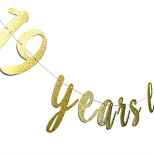 19 Years Loved Banner Sign Gold Glitter for 19th Birthday Party Decorations Anniversary Decor Pre-assembled Bunting Photo Booth Props