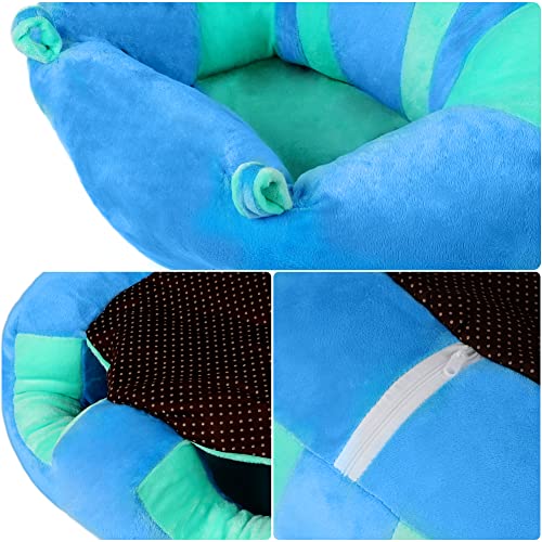 SealSee Baby Support Seat Sofa Plush Soft Animal Shaped Baby Learning to Sit Chair Keep Sitting Posture Comfortable for 3-16 Months Baby (Blue)