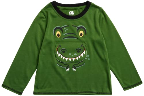 Only Boys Baby Pajamas - 2 Piece 3D Graphic Long Sleeve Shirt and Sleepwear Pants (2T-4T), Size 3T, Green Dinos