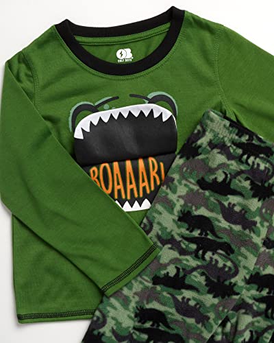 Only Boys Baby Pajamas - 2 Piece 3D Graphic Long Sleeve Shirt and Sleepwear Pants (2T-4T), Size 3T, Green Dinos