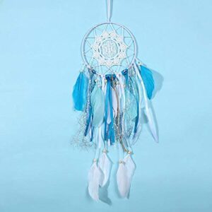 led dreamcatcher blue big dream catcher handmade spiritual dream catcher for wall hanging ornament craft gift, home, bedroom, party, wedding decoration,5.85×17.94in