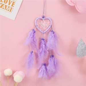 heart-shaped dream capture purple dream catcher cord handmade dreamcatcher for bedroom car accessories, decor ornament,8.58×2.34in