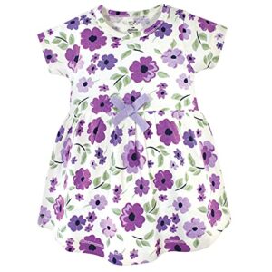 Touched by Nature Baby Girls' Organic Cotton Dress and Cardigan, Purple Garden, 5-Toddler