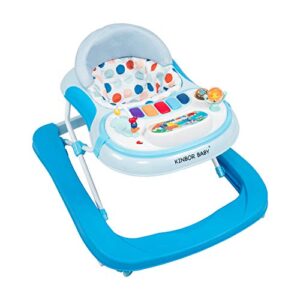kinbor baby walkers foldable activity walker – 2-in-1 baby sit-to–stand or push-behind step seated with fun toys and activity tray for boys