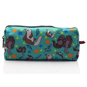 LParkin Otters Pencil Case Canvas Pen Bag Pouch Cute Stationary Case Makeup Cosmetic Bag Gadget Box