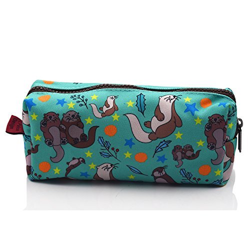 LParkin Otters Pencil Case Canvas Pen Bag Pouch Cute Stationary Case Makeup Cosmetic Bag Gadget Box