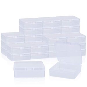akamino 30 pack small clear plastic beads storage containers box with hinged lid for storage beads,crafts, jewelry, hardware and other small items accessories (3.3 x 3.3 x 1.2 inches)