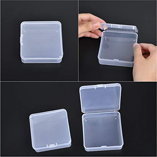 Akamino 30 Pack Small Clear Plastic Beads Storage Containers Box with Hinged Lid for Storage Beads,Crafts, Jewelry, Hardware and Other Small Items Accessories (3.3 x 3.3 x 1.2 inches)