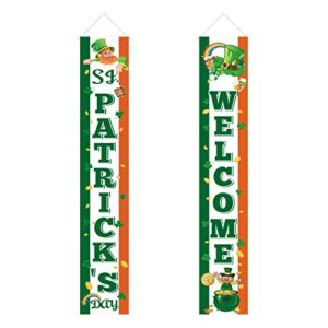 st. patrick’s day decorations st. patty’s day welcome curtain banner signs porch for indoor outdoor front door living room kitchen wall,irish st. patrick’s day party porch sign accessory (d)