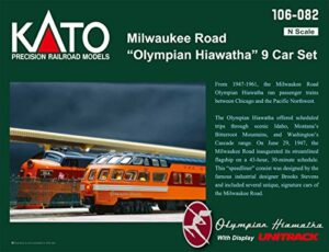 kato usa model train products n milwaukee road olympian hiawatha 9-car set passenger car set