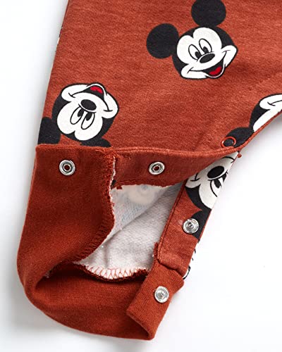 Disney Baby Boys' Mickey Mouse Overall Set - 2 Piece Romper and Long Sleeve Shirt Set, Size 3-6 Months, Mickey Tea/Bright White