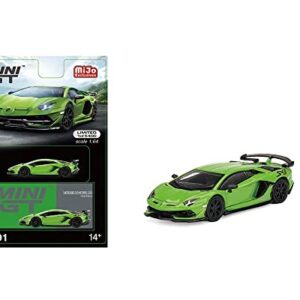 True Scale Miniatures Model Car Compatible for Lamborghini Aventador SVJ Verde Mantis 1/64 Diecast Model Car MGT00391