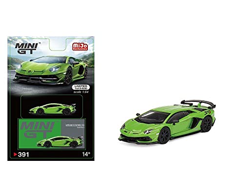 True Scale Miniatures Model Car Compatible for Lamborghini Aventador SVJ Verde Mantis 1/64 Diecast Model Car MGT00391