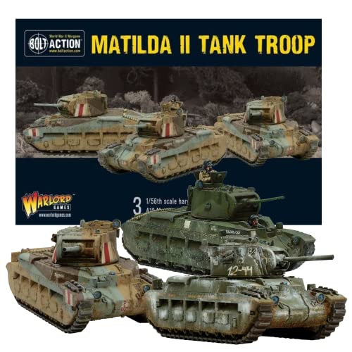 Wargames Delivered Bolt Action Miniatures Matilda II Troop Set. 28mm WWII Miniature Models and Army Tank Models for Tabletop Wargaming, and Model War by Warlord Games