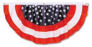 beistle 54991-rwb stars and stripes fabric bunting, 4-feet, pkg of 1, red/white/blue